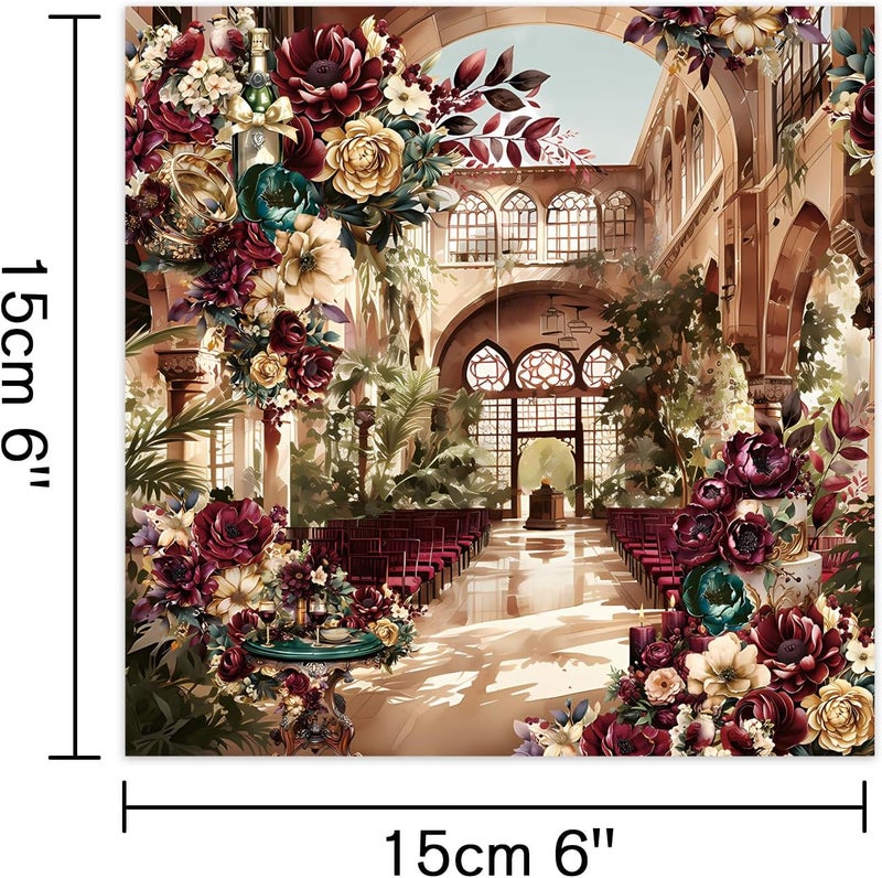 Qianshan 24 Sheets 12 Designs Scrapbook Paper Pad,6"×6” Single-Sided Decopodge Craft Cardstock Paper,Christmas Scrapbooking DIY Decorative Background Cardmaking Supplies.Garden Wedding - Image 2